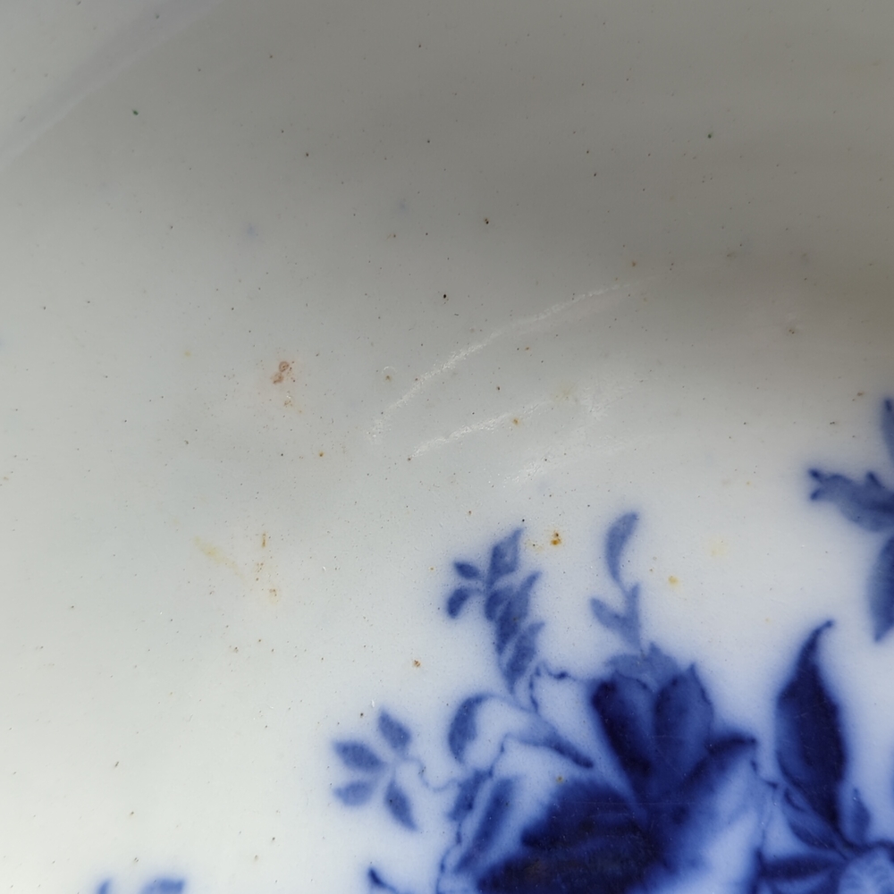 Antique Flow Blue Carlton Ware - Handled Open Dish - Petunia Pattern (c.a.1894) - Picture 7 of 8